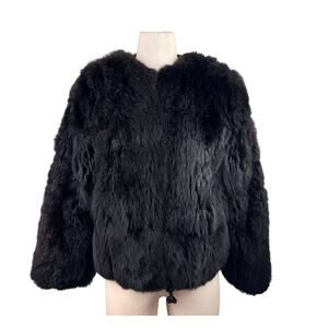 Vintage HOPPER Fur Saint Louis Black Winter Mink Jacket Fur Long Sleeve Button